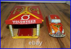 PARTS Vintage 1950s Marx Toy Volunteer Fire Department Automatic Garage Car PARTS Vintage 1950s Marx Toy Volunteer Fire Department Automatic Garage Car