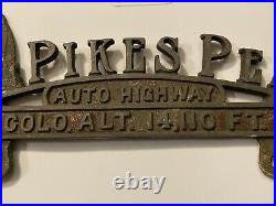 PIKES PEAK VINTAGE LICENSE PLATE TOPPER 1940-50s Classic Car Part