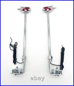 Pair Vintage Style Red Lighted Fender Guides For Cars Trucks