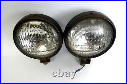 Pair of Vintage Black Round General Electric GE Mountable Steel Car Lights Parts
