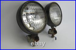 Pair of Vintage Black Round General Electric GE Mountable Steel Car Lights Parts