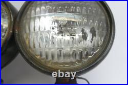 Pair of Vintage Black Round General Electric GE Mountable Steel Car Lights Parts