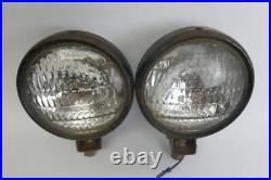 Pair of Vintage Black Round General Electric GE Mountable Steel Car Lights Parts
