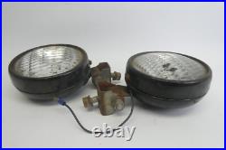 Pair of Vintage Black Round General Electric GE Mountable Steel Car Lights Parts