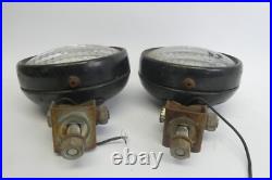 Pair of Vintage Black Round General Electric GE Mountable Steel Car Lights Parts