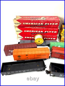 Parts Lot of 15+ American Flyer Trains S Gauge Vintage Train Cars + Boxes