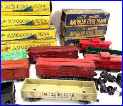 Parts Lot of 15+ American Flyer Trains S Gauge Vintage Train Cars + Boxes