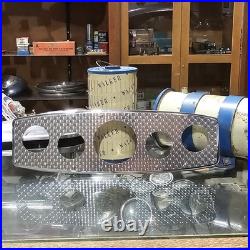 Polished Aluminum 5 Gauge Panel w Engine Turned Stainless Hot Rod Custom Dash