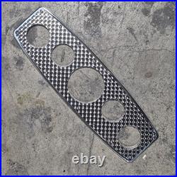 Polished Aluminum 5 Gauge Panel w Engine Turned Stainless Hot Rod Custom Dash