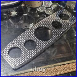 Polished Aluminum 5 Gauge Panel w Engine Turned Stainless Hot Rod Custom Dash