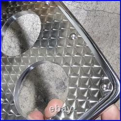 Polished Aluminum 5 Gauge Panel w Engine Turned Stainless Hot Rod Custom Dash