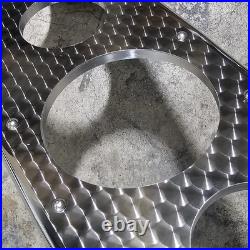 Polished Aluminum 5 Gauge Panel w Engine Turned Stainless Hot Rod Custom Dash