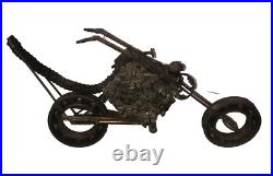 RARE OOAK Vintage Steam Punk? Weld Art Sculpture Figurine Chopper Motorcycle 22