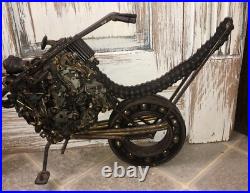 RARE OOAK Vintage Steam Punk? Weld Art Sculpture Figurine Chopper Motorcycle 22