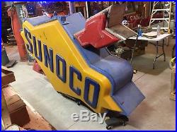 RARE ORIGINAL VinTaGe SUNOCO Lighted POLE SIGN GaS OiL Shop Car Parts OLD Garage