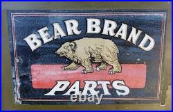 Rare Vintage Brand Bear Parts Cabinet Advertising Sign Gas Oil Car Auto Garage