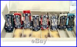 SIXTEEN Vintage Aurora Tjet Slot Car Bodies Parts Decals With Carrying Cases LOOK
