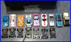 SLOT CAR Aurora AFX Tyco Pro Ideal Cars/9 Chassis/Parts LOT #2 withCase VINTAGE HO