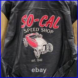 So-Cal Speed Shop Jacket XL Leather Embroidered vtg hot rod bonneville scta coat
