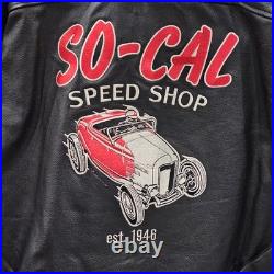 So-Cal Speed Shop Jacket XL Leather Embroidered vtg hot rod bonneville scta coat