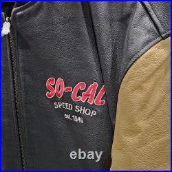 So-Cal Speed Shop Jacket XL Leather Embroidered vtg hot rod bonneville scta coat
