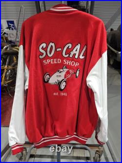 So-Cal Speed Shop Jacket XL Wool Leather Embroidered vtg hot rod bonneville scta