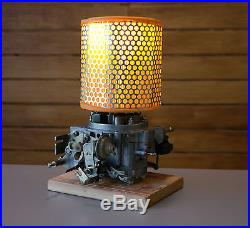 Table lamp from recycled vintage / retro car parts (carburetor, air filter)