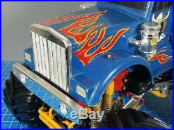 Use Vintage Tamiya 1/10 BullHead R/C Monster Truck with Spike Tire ESC 2.4GHz