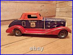 VINTAGE 1930's G-MAN PURSUIT WIND UP TOY CAR BY LOUIS MARX & CO. PARTS
