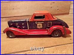 VINTAGE 1930's G-MAN PURSUIT WIND UP TOY CAR BY LOUIS MARX & CO. PARTS