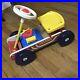 VINTAGE-1983-FISHER-PRICE-982-HOT-ROD-WOOD-RIDE-ON-CAR-with-ENGINE-Parts-01-vp
