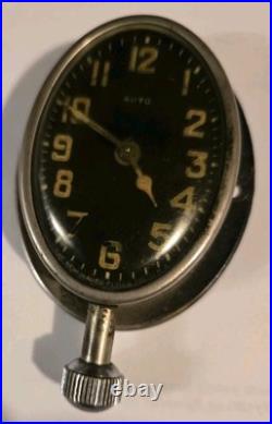 VINTAGE 8 DAY CAR AUTO CLOCK PACKARD, CADILLAC, 1930s JAEGER WINDS, RUNS PARTS