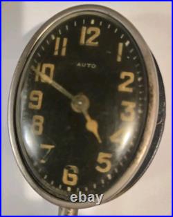 VINTAGE 8 DAY CAR AUTO CLOCK PACKARD, CADILLAC, 1930s JAEGER WINDS, RUNS PARTS