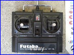 VINTAGE 80'S R/C TAMIYA NISSAN KING CAB TRUCK with FUTABA Transmitter. Decal. Box
