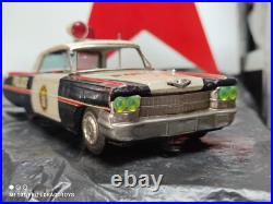VINTAGE CADILLAC POLICE TIN TOY CAR 60's MADE IN JAPAN ICHIKO LARGE FOR PARTS
