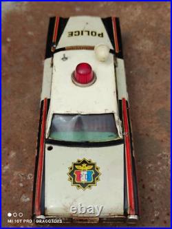 VINTAGE CADILLAC POLICE TIN TOY CAR 60's MADE IN JAPAN ICHIKO LARGE FOR PARTS