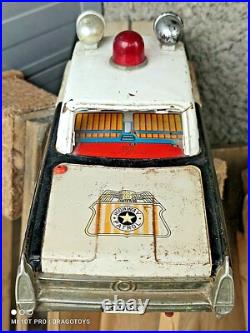 VINTAGE CADILLAC POLICE TIN TOY CAR 60's MADE IN JAPAN ICHIKO LARGE FOR PARTS