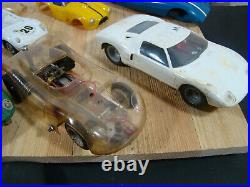 VINTAGE Lot of SIX HO SLOT CARS Ford GT Clear Body with parts