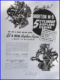 Vintage Model Airplane Engine Morton M5 4 Stroke Radial Engine
