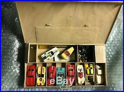 VINTAGE SLOT CARS, LOT OF 10 DIFF. AURORA T-JET, HO SCALE with Case Parts