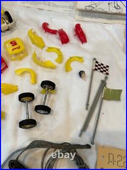 VTG 60s ELDON 1/32 Scale Jalopy Crash Car Slot Car LOT Pieces/Parts/Cars/Papers