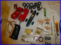 VTG Cox BRM TRI-ang Jaguar Aston Martin Slot Cars and Lots Of NOS Parts & Case