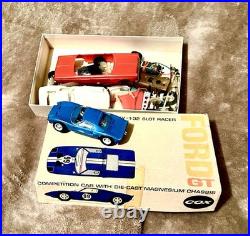 VTG Cox Ford GT Slot Car Racer 1/32 IB With 2 Other Car Bodies & Misc Parts Works