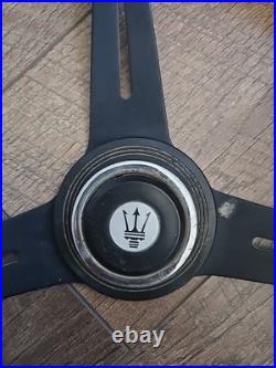 VTG Maserati Wood & Metal Steering Wheel With Horn Button Car Part Salvaged 14