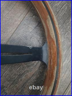 VTG Maserati Wood & Metal Steering Wheel With Horn Button Car Part Salvaged 14