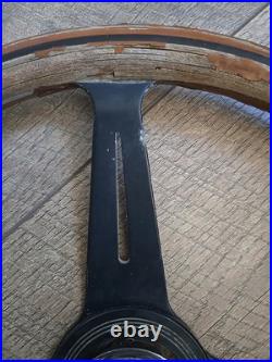 VTG Maserati Wood & Metal Steering Wheel With Horn Button Car Part Salvaged 14