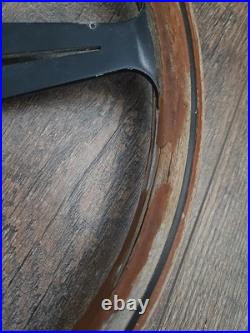 VTG Maserati Wood & Metal Steering Wheel With Horn Button Car Part Salvaged 14