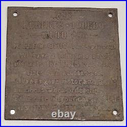 VTG The Roberts Toledo Auto Co Ohio Parts Store Advertising Car Tag Plaque Badge