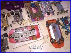 Vintage 1/24 Slot Car Lot With Wood Carry Case 10 Cars And Parts