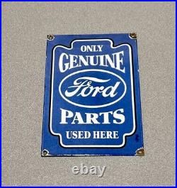 Vintage 12 Ford Genuine Parts Porcelain Sign Car Gas Oil Truck Motorcycle